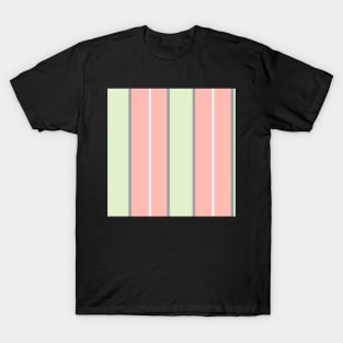 Pattern of pastel pink and pastel greeb stripes T-Shirt